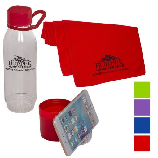 Multi-Functional Water Bottle/Phone Stand w/Cooling Towel