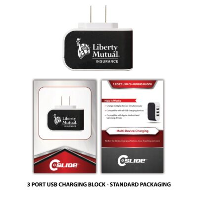 3 Port USB Charger with Standard Packaging