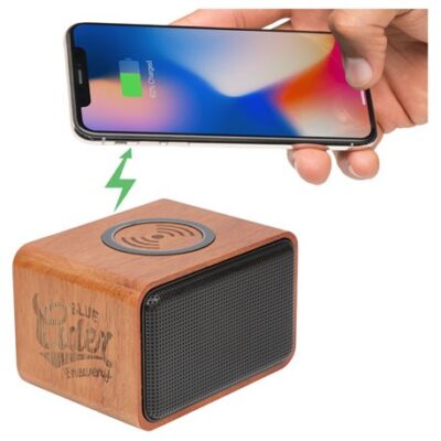 Wood Bluetooth Speaker With Wireless Charging Pad