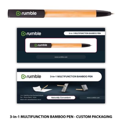 Bamboo 3-in-1 Multifunction Pen with Custom Packaging