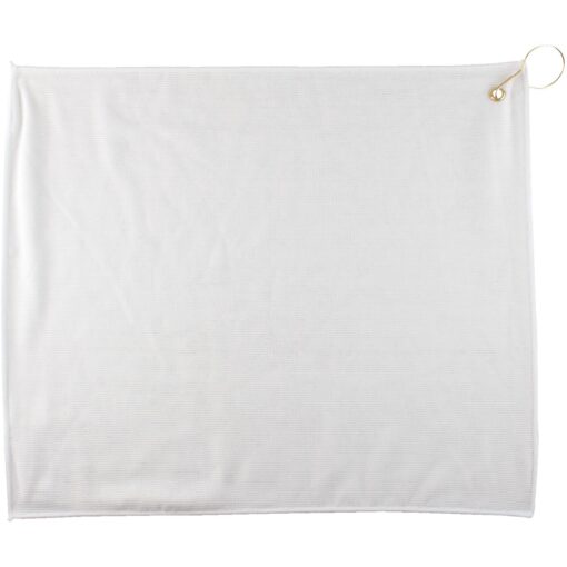 15" x 18" Polyester Blend White Golf Towel-2