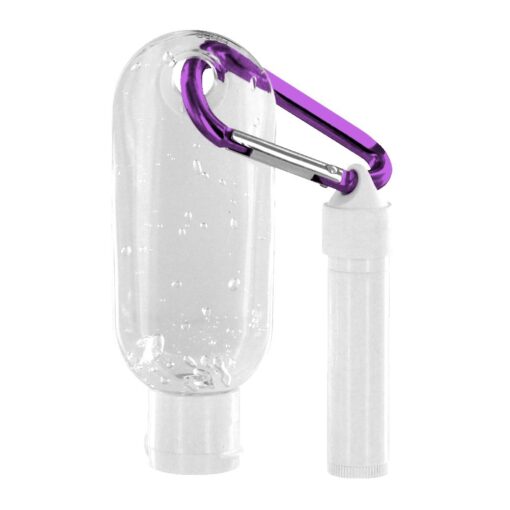 1.9 Oz. Clear Gel Sanitizer With Carabiner Attached To Spf 15 Lip Balm-2