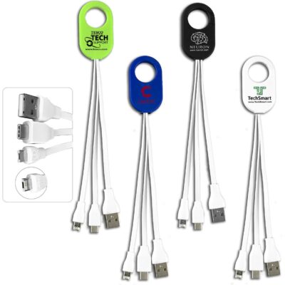 "Weber"3-in-1 Cell Phone Charging Cable with Type C Adapter and Carabiner Type Spring Clip-1