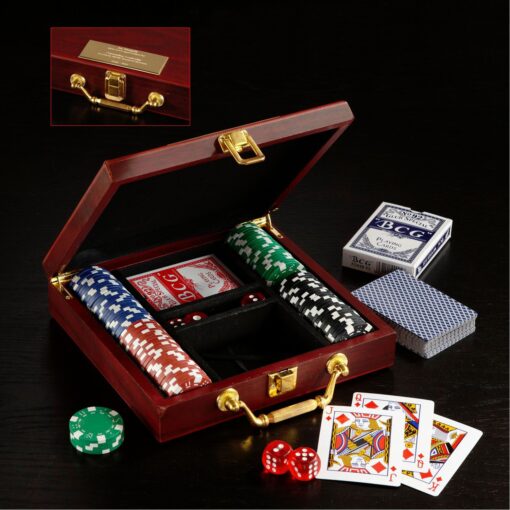 Wooden Box Poker Set-2