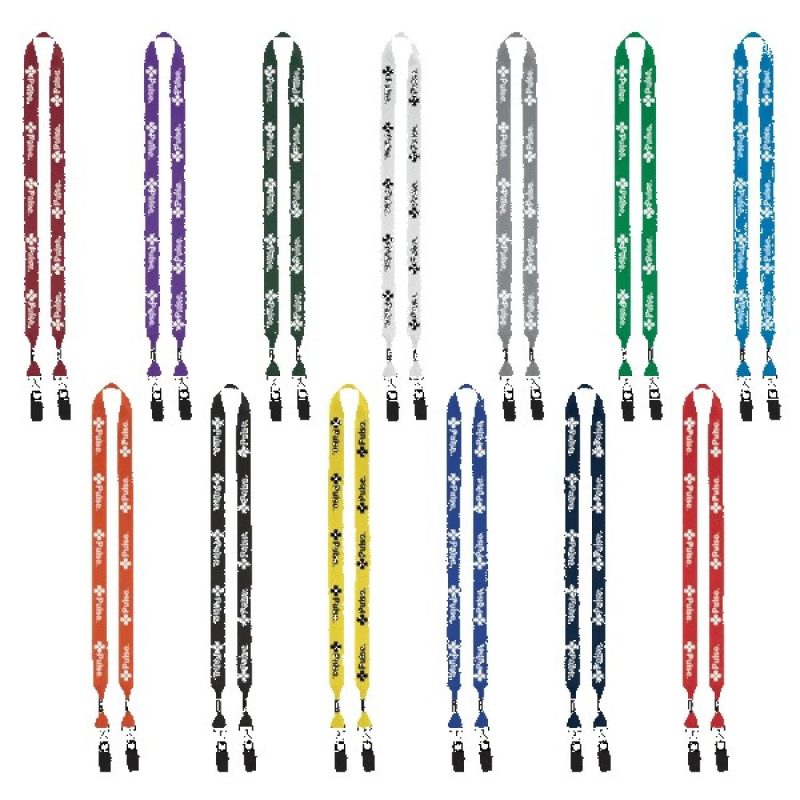 3/4" 2-Ended Polyester Lanyard with Metal Crimp & Metal Bulldog Clip