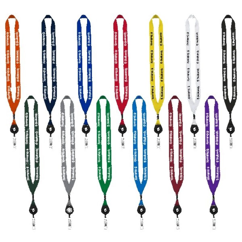 3/4" Polyester Lanyard with Metal Crimp & Retractable Badge Reel