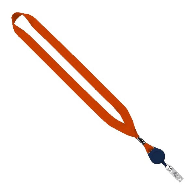 3/4" Polyester Lanyard with Metal Crimp & Retractable Badge Reel - 9