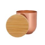 8 oz White Wax Metallic Candle with Wood Lid - 1