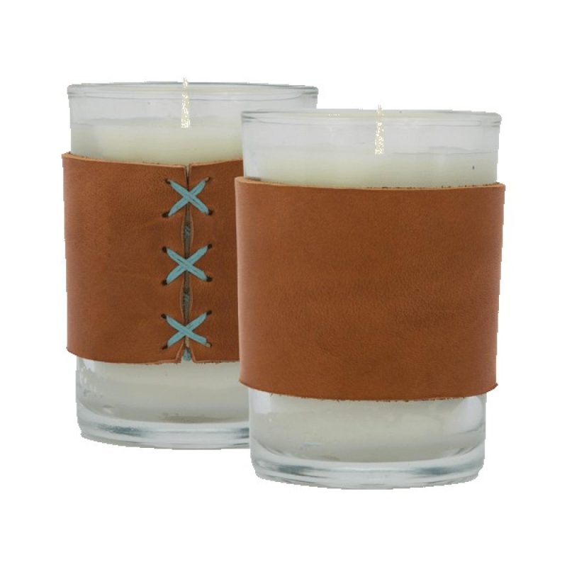 Harper 8 oz. Leather Wrapped Candle - 3