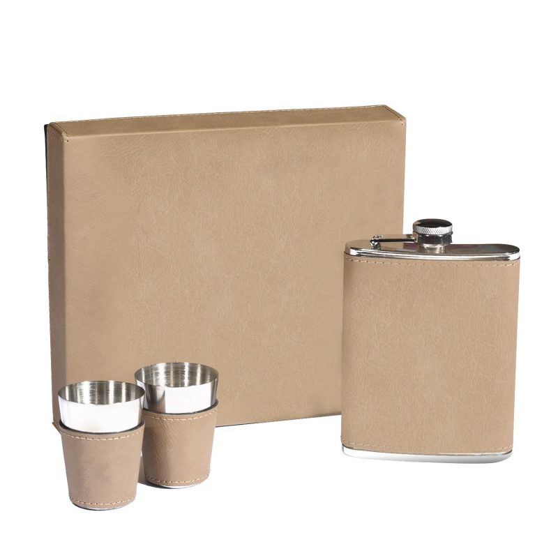 Leatherette Flask Set - 4