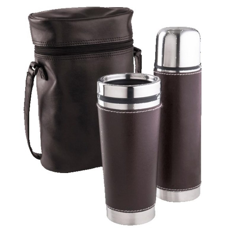 Leatherette Tumbler/ Vacuum Bottle Set - 6