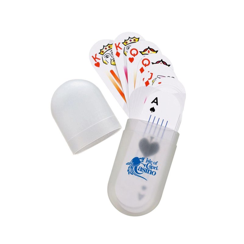 Small Oval Deck Of Cards In Plastic Holder - 2