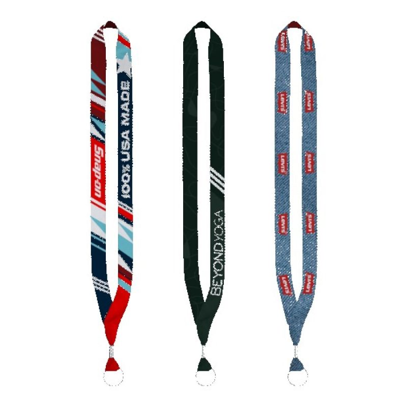 USA-Made-075-Dye-Sublimated-Lanyard-with-Zinc-Crimp-Zinc-Split-Ring-LSUS34M USA Made 0.75" Dye-Sublimated Lanyard with Zinc Crimp & Zinc Split-Ring