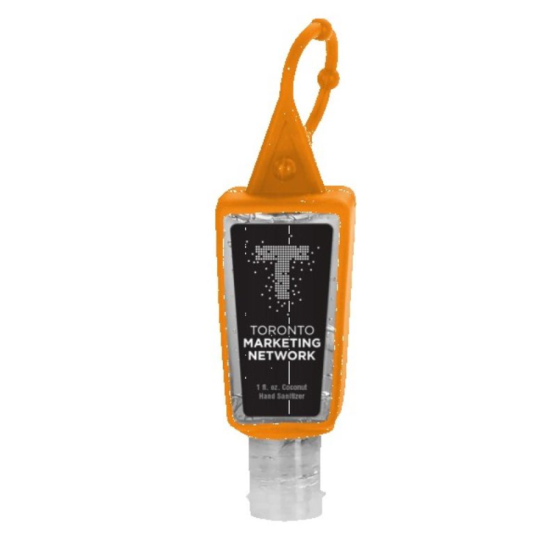 1 oz. Clear Sanitizer in Trapezoid Bottle with Sleeve - 7