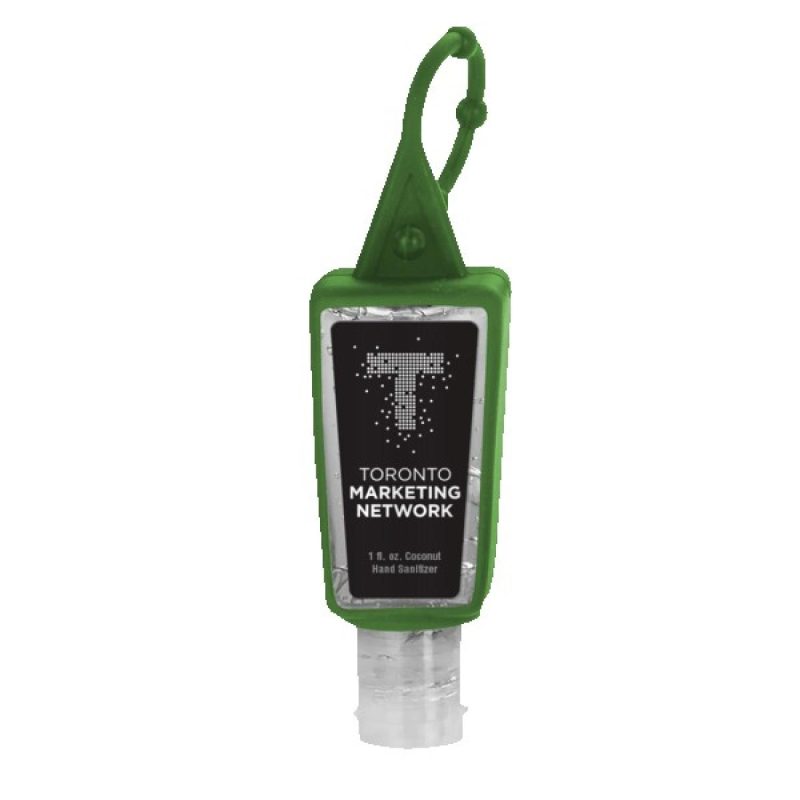1 oz. Clear Sanitizer in Trapezoid Bottle with Sleeve - 8