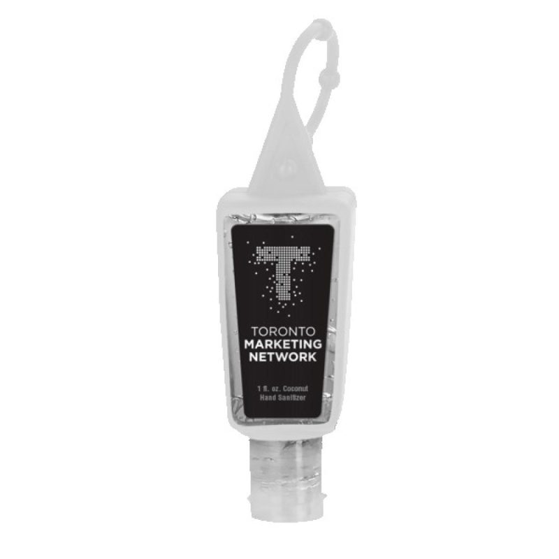 1 oz. Clear Sanitizer in Trapezoid Bottle with Sleeve - 9