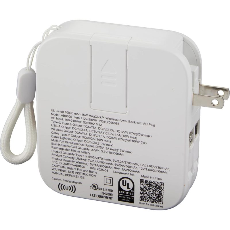 UL Listed 10000 mAh MagClick™ Power Bank with Plug - 7