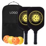 16" 2-Piece Fiberglass Pickleball Paddle Set W/ 4 Balls & Carrying Bag