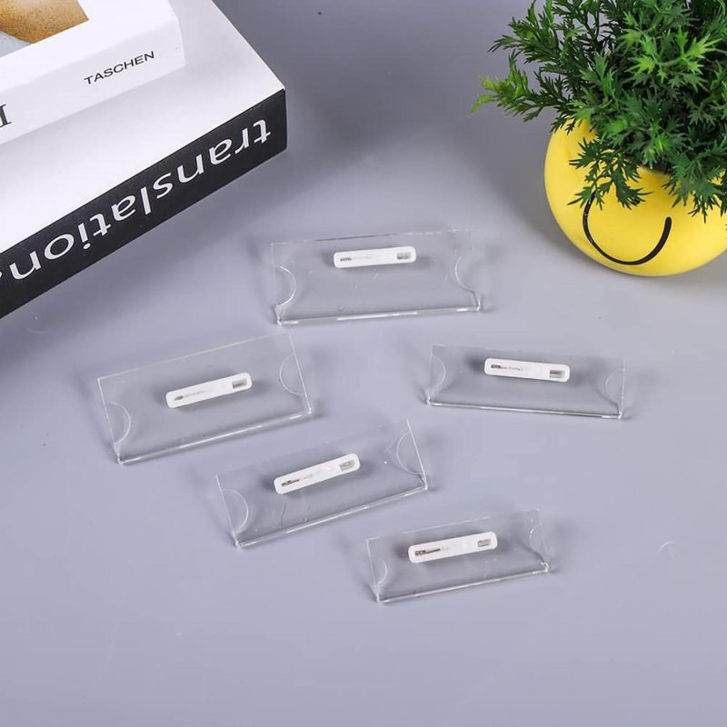 Crystal Clear Acrylic Name Tag Holder With Pin - 2
