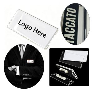 Crystal Clear Acrylic Name Tag Holder With Pin