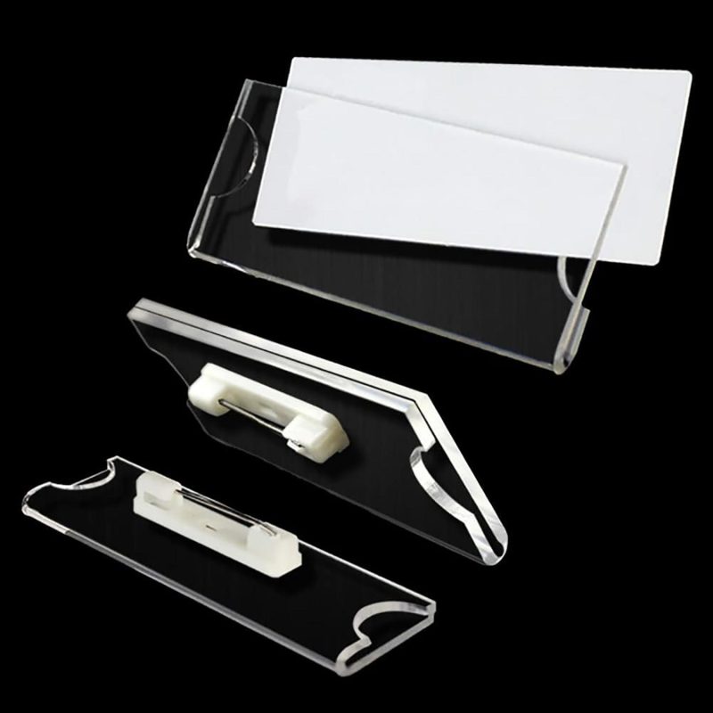 Crystal Clear Acrylic Name Tag Holder With Pin - 5