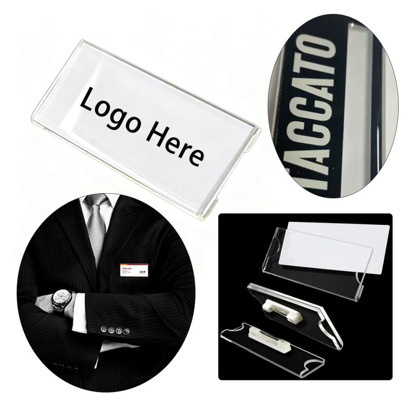 Crystal Clear Acrylic Name Tag Holder With Pin