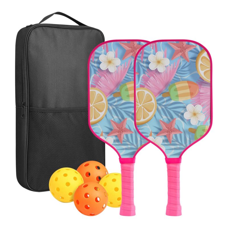 Custom Full Color Pickleball Racket Paddle & Ball Set w/ Carrying Bag - 1