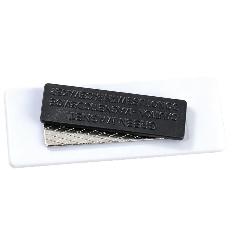 Erasable Replaceable Stainless Steel Name Tag W/ Magnet - 4