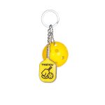 Pickleball Paddle Metal Keychain W/Pickleball - 1