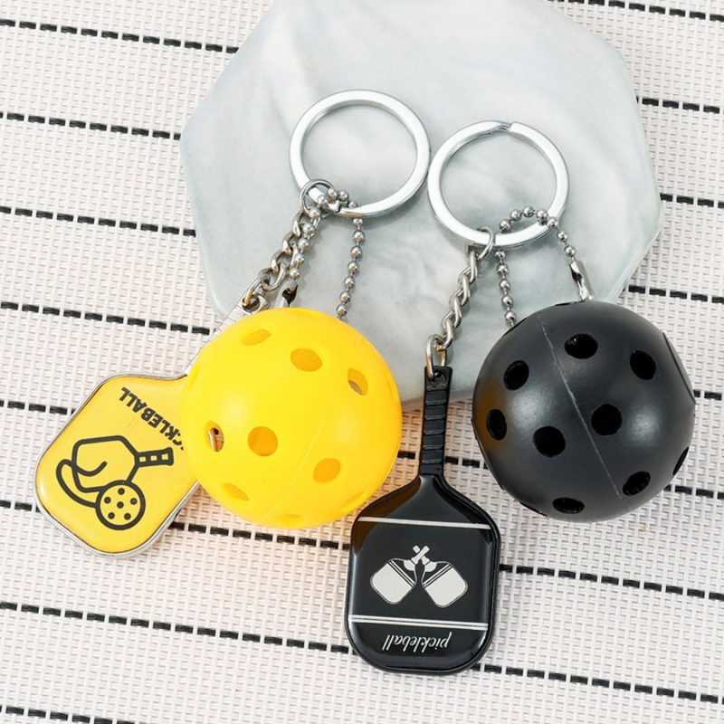 Pickleball Paddle Metal Keychain W/Pickleball - 3