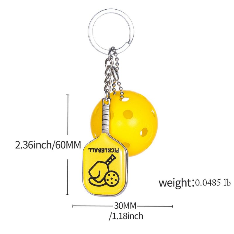 Pickleball Paddle Metal Keychain W/Pickleball - 4