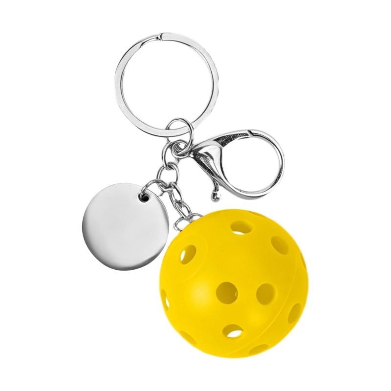 Small Pickleball Keychain W/ Round Tag - 5