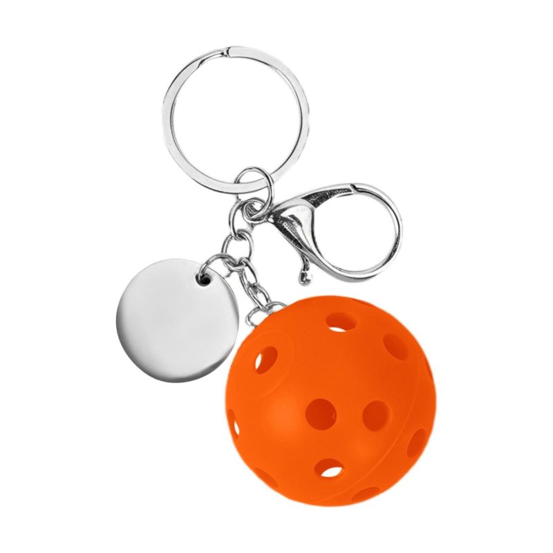Small Pickleball Keychain W/ Round Tag - 6