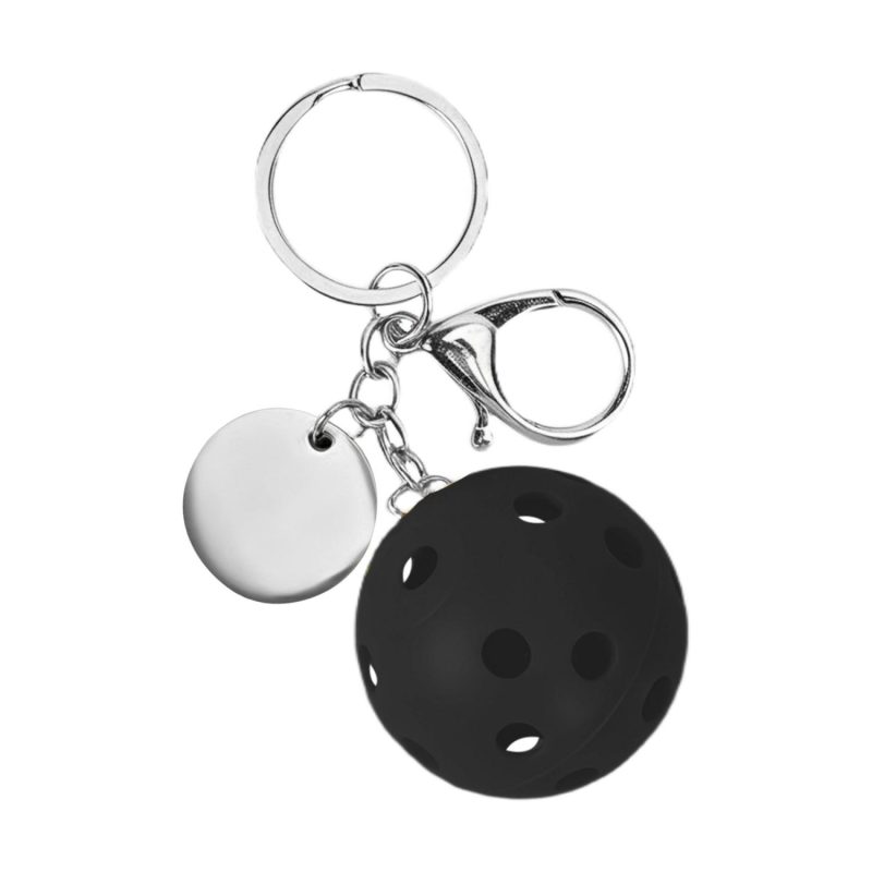 Small Pickleball Keychain W/ Round Tag - 7