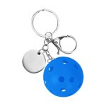 Small Pickleball Keychain W/ Round Tag - 9