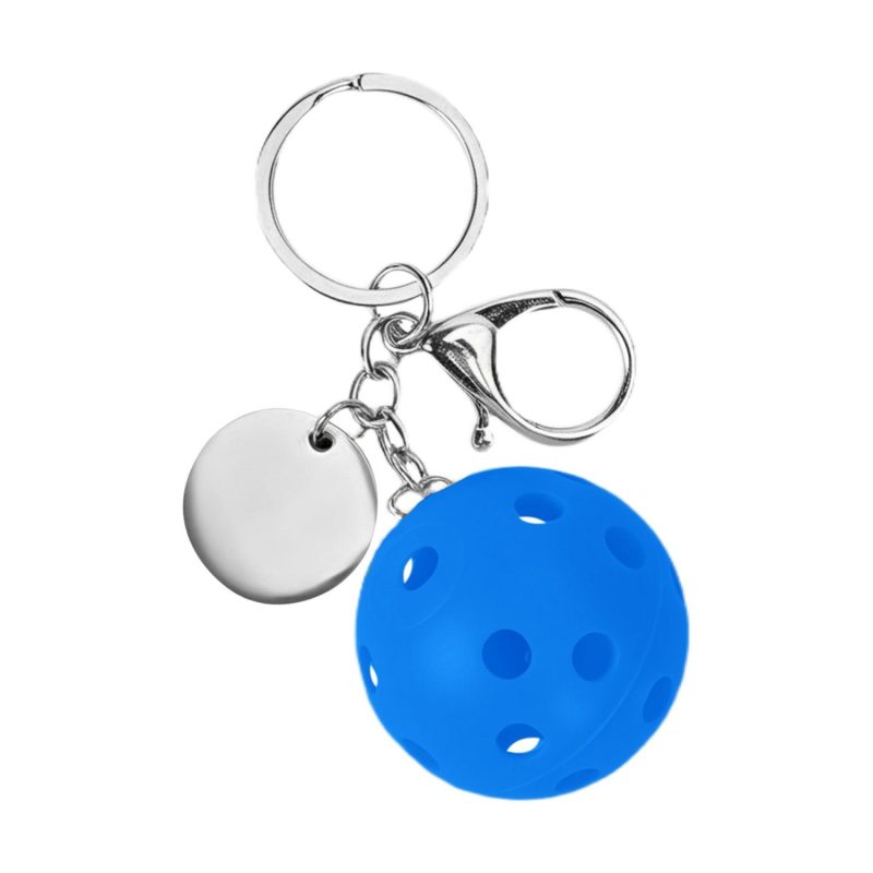 Small Pickleball Keychain W/ Round Tag - 9