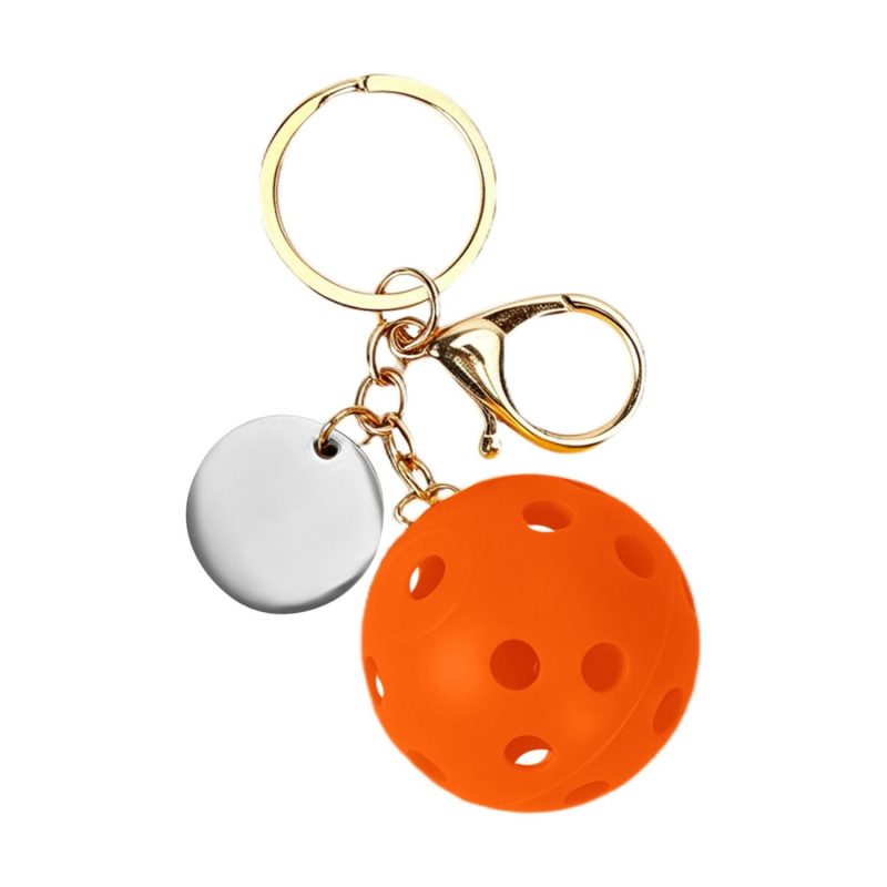 Small Pickleball Keychain W/ Round Tag - 3