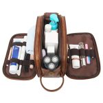 Travel Shaving Dopp Kit Leather Toiletry Bag for Men - 2