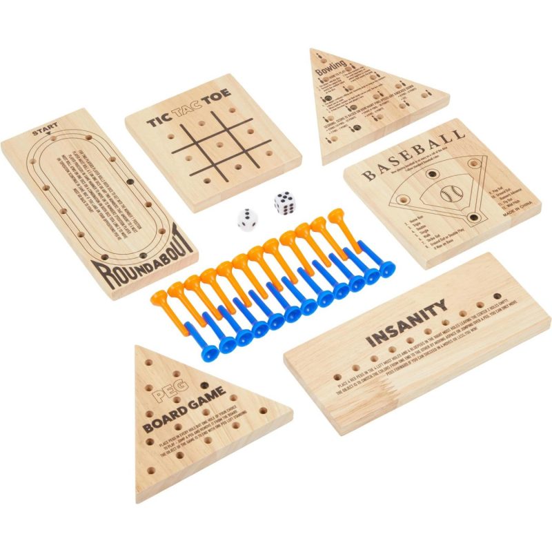 Wooden 6-in-1 Travel Peg Game Set - 1
