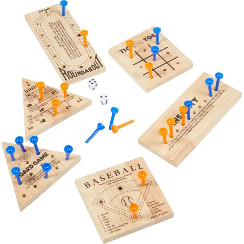 Wooden 6-in-1 Travel Peg Game Set - 8
